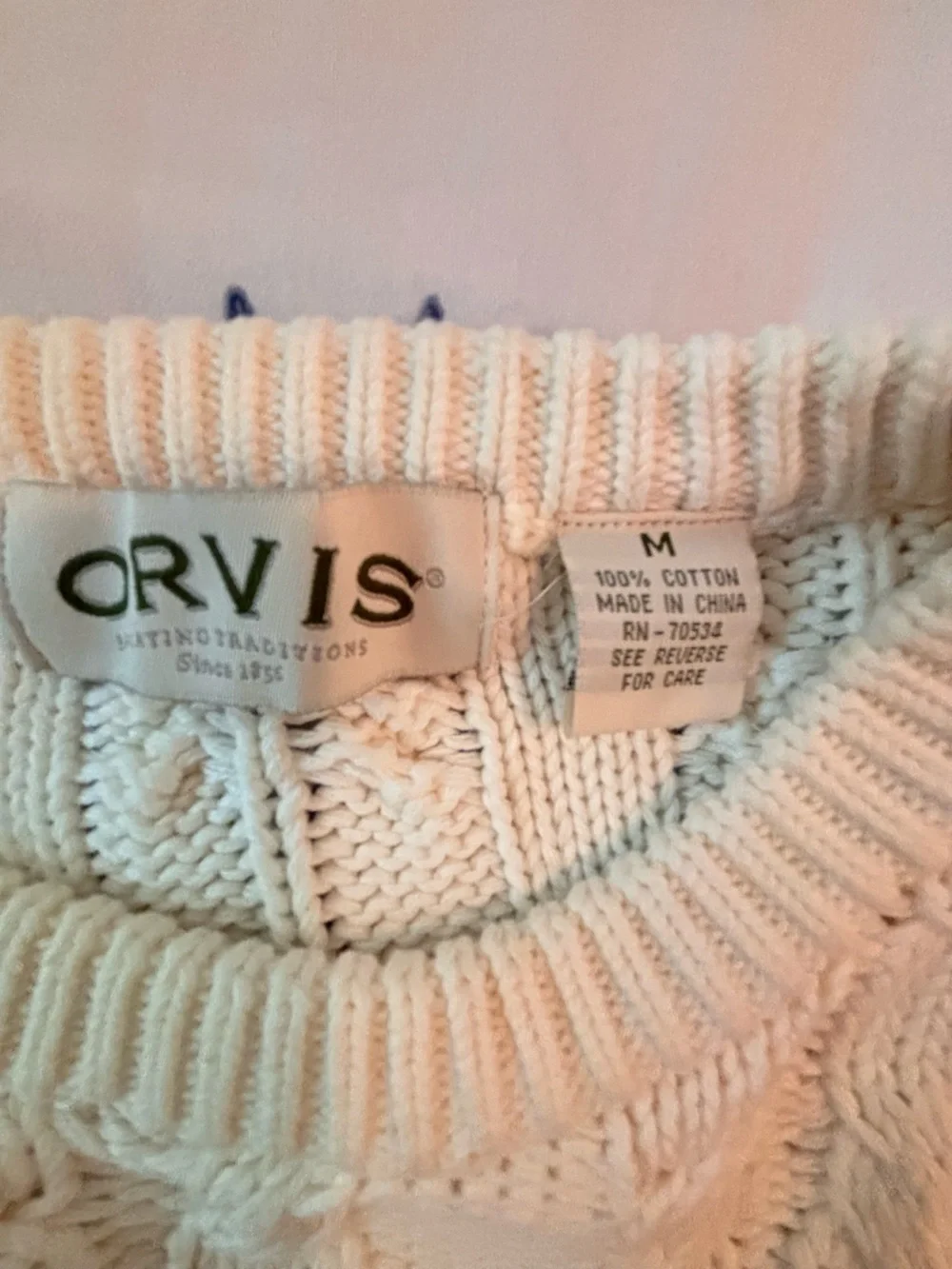 Orvis cable knit
